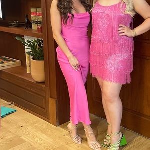 Pink Satin Midi - US size 2